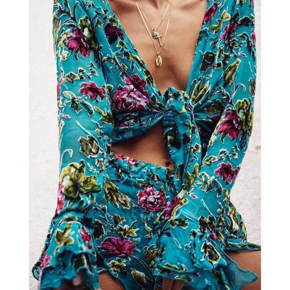 Rat & Boa Silk Mini Short in Blue - Picture 2 of 5